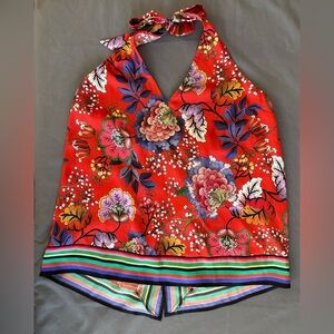 Express Silky Floral Scarf Halter Top